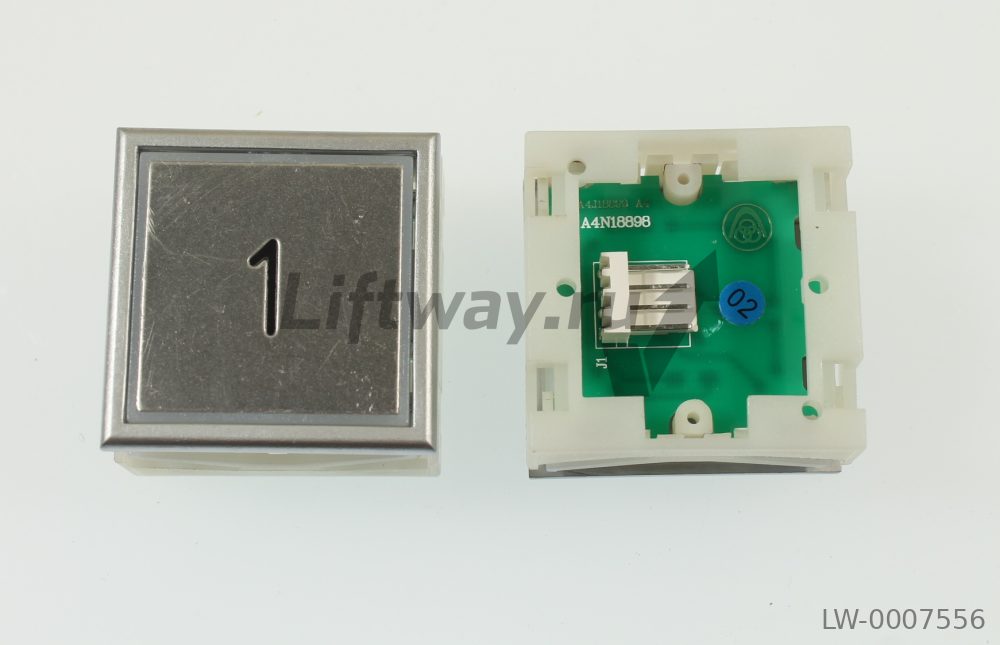 Кнопка "1" Thyssen KT40 STEP C 40х40мм (Европейский вариант) Голубая подсветка, без Браиля