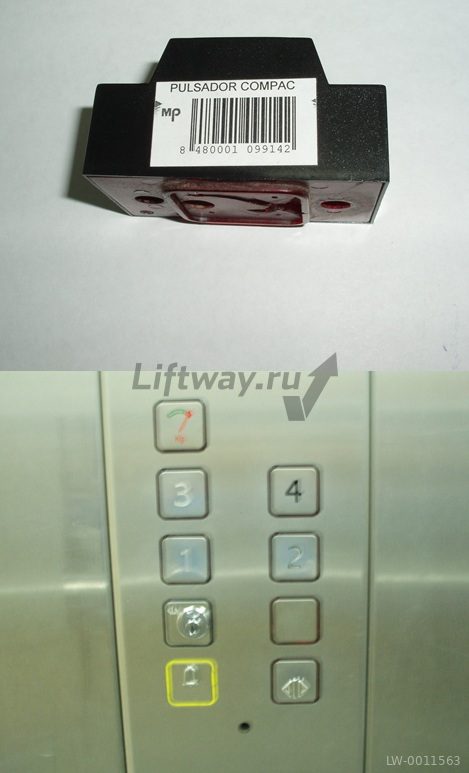 Кнопка приказа "1" PULSADOR COMPAC 24V красная подсветка