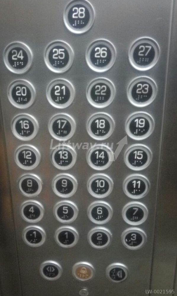 Кнопка "18" с браилем черный нажим. синяя подсветка