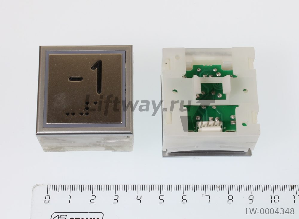 Кнопка "-1" с Браилем Thyssen KT40 STEP C 40х40мм (Европейский вариант) красная подсветка