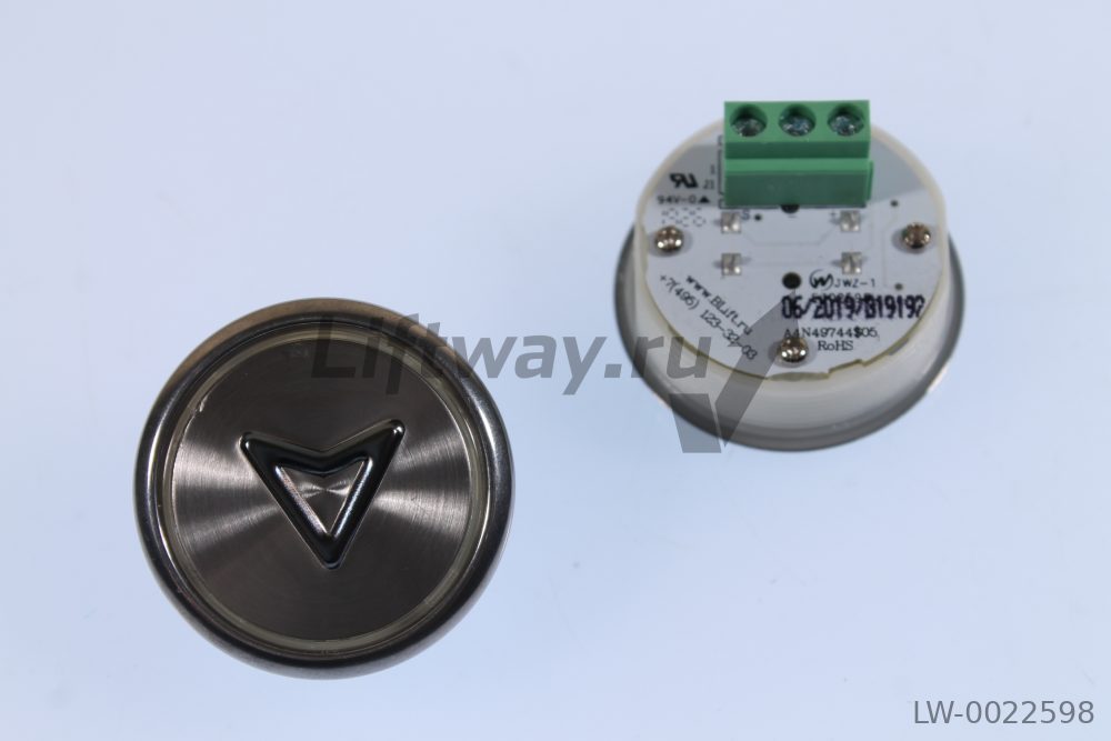 Кнопка ЕА-2406 S-D-R-ARR "Стрелка", пластик, круглая, красн., разъем под винт