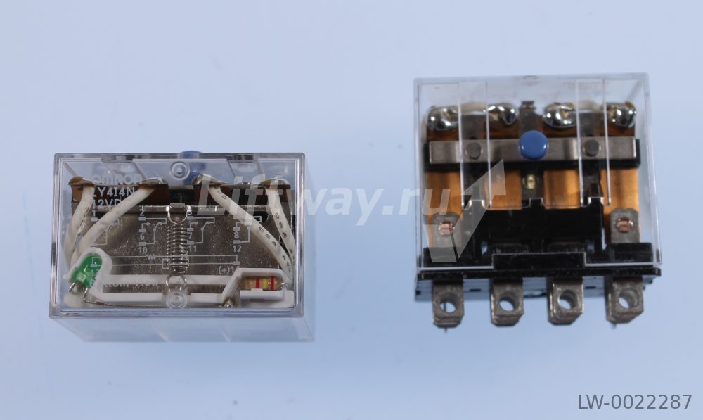 Реле серии LY, форма контактов 4PDT, светодиодный индикатор, напряжение питания 12 V DC