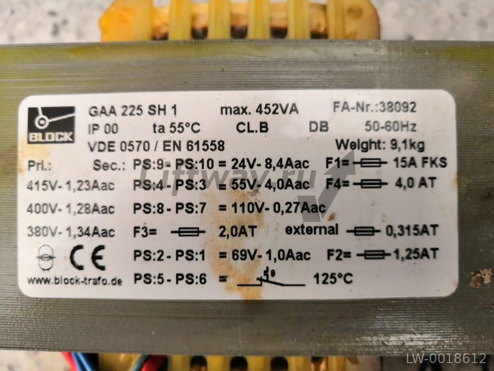 Трансформатор 452VA 50/60HZ
