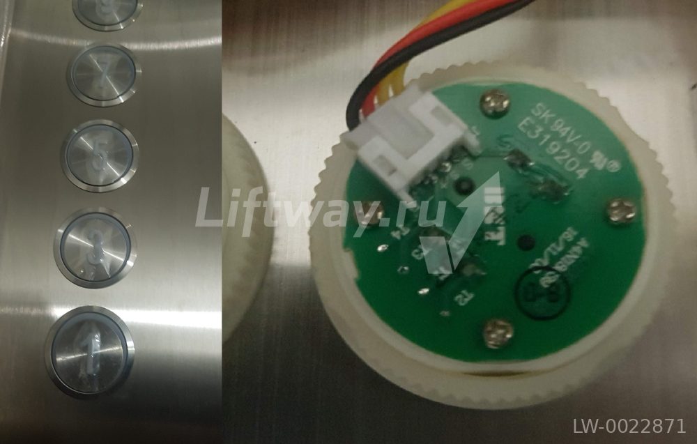 Кнопка приказа "11", круглая лифта SJEC (красная подсветка)