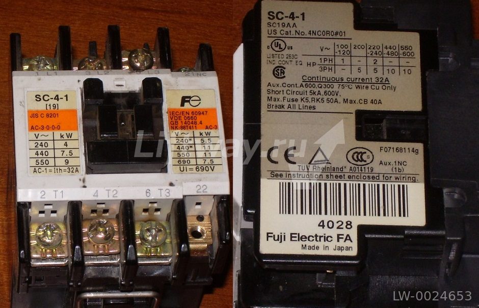 Контактор SC-4-1 110Vac, 40A, доп. контакт 1NС (1b)
