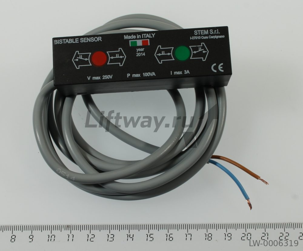 Датчик бистабильный E617 (прямоугольный 86х24х25мм) 100VA (250V, 3A) со встроенным кабелем L=1900 mm