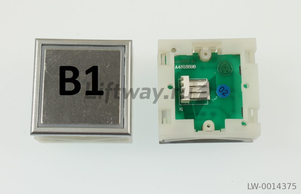 Кнопка "B1" Thyssen KT40 STEP C 40х40мм (Европейский вариант) Голубая подсветка, без Браиля