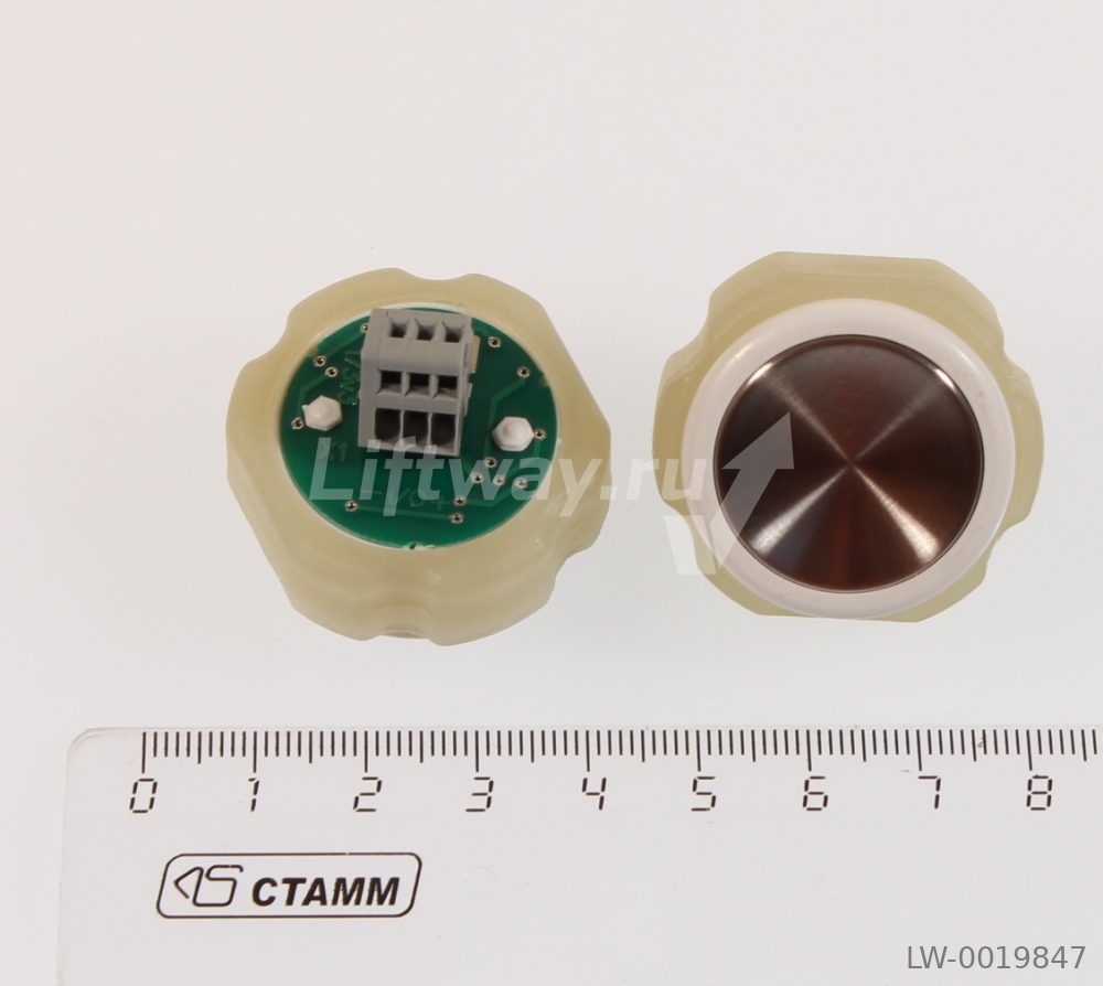 Кнопка Отис служебная для MCS300, MCS220, УЛ, УКЛ цвет корпуса-белый, шлифованная, разъем WAGO