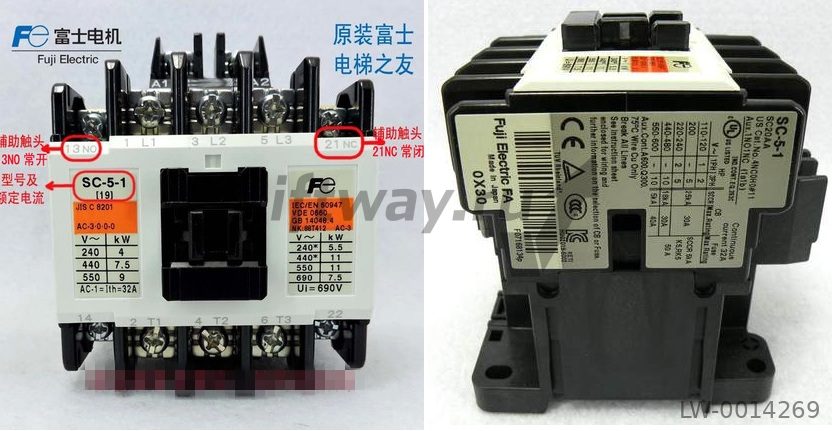 Контактор SC-5-1 220VAC 50Hz FUJI 3-силовых контакта