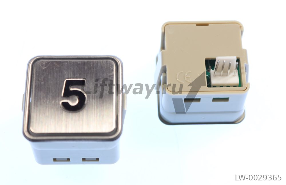 Кнопка приказа "5" квадратная тип PB-12 черный символ красная подсветка