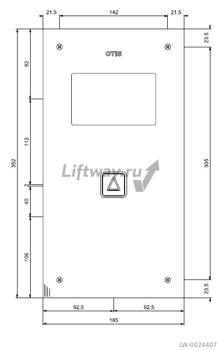 Вызывная панель тип VARIO 185x352mm с кнопкой ВВЕРХ и вырезом под индикатор