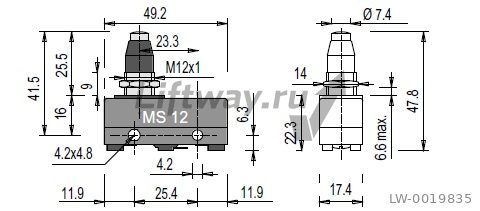 Микровыключатель MS 12 AC15-5A 250VAC