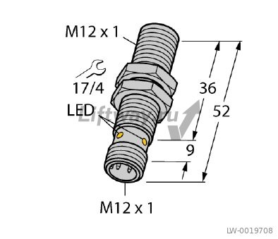 Индуктивный датчик, 3-проводн., 10… 30 В DC, НО, NPN -выход, разъем M12 x1