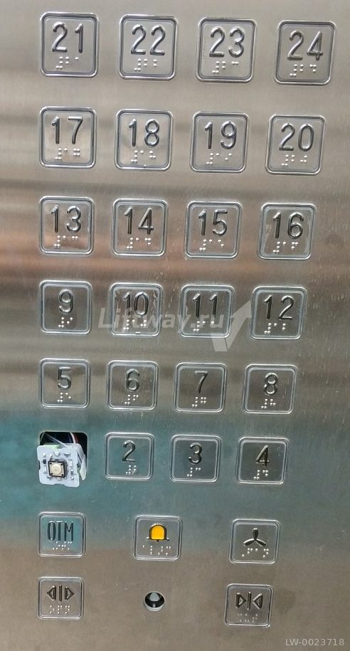 Кнопка приказа "9" тип A4N11286 с браилем (24В, квадр, красн подсв, тактиль знак, разъем под винт)