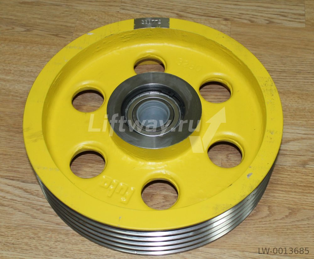 Отводной блок D320mm x 76mm (обод) , 5 х 10 mm канат, ширина ступицы 75мм, подшип. 6208 2ZR