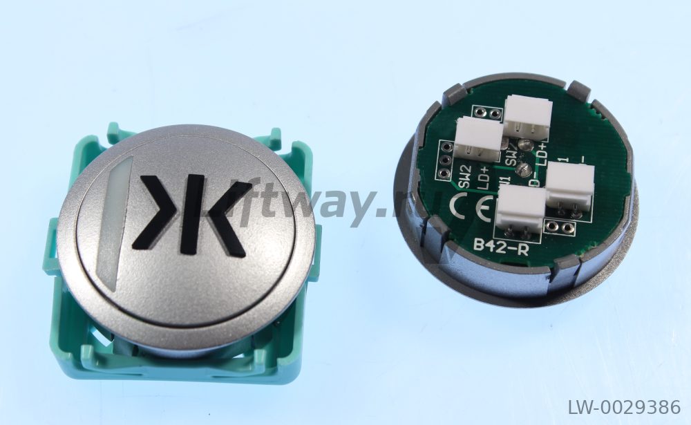 Кнопка приказа "ЗАКРЫТИЕ ДВЕРЕЙ >I<" B42-R (24V DC), красная подсветка, двухконтактные разъемы