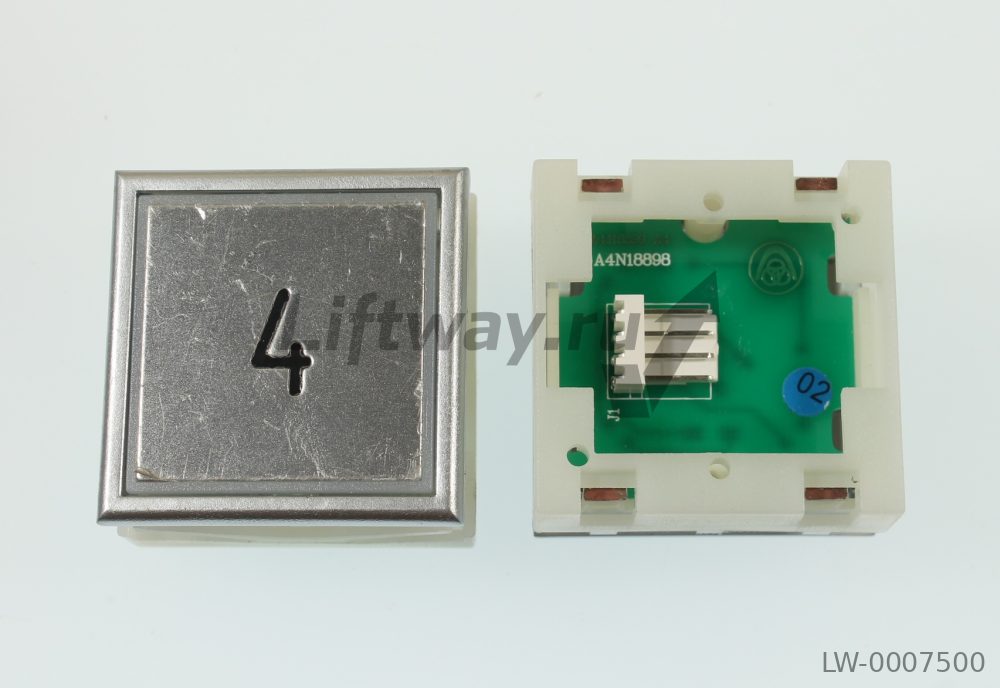 Кнопка "4" Thyssen KT40 STEP C 40х40мм (Европейский вариант) Голубая подсветка, без Браиля