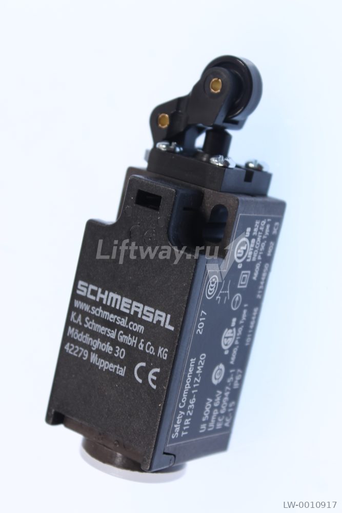 Выключатель концевой T1R236-11Z 1НО+1НЗ самовозвратный без щелчка с рычагом и рол D14мм Schmersal