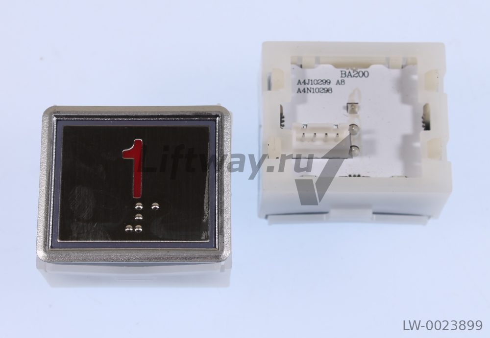Кнопка BA200, красная подсветка "1", разъем AMP, код Брайля