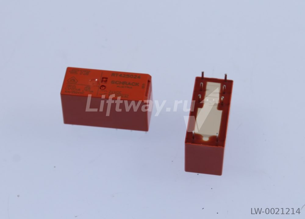 PCB реле тип RT силовое, 2 перекл. конт, 8A, 24VDC