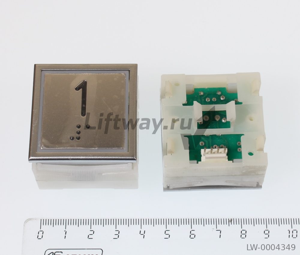 Кнопка "1" с Брайлем Thyssen KT40 STEP C 40х40мм (Европейский вариант) красная подсветка