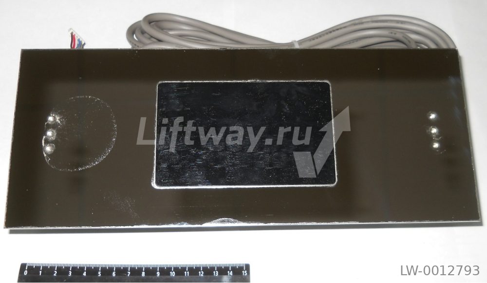 Индикатор горизонт-ый, корпус зеркалной нерж стали, плата KM853300G13 (Голуб подсв), короб, кабель